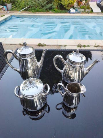 Gallia Christofle - Koffie- en theeservies (4) - Verzilverd,