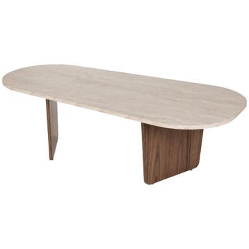 Evila Modern Coffee Table, 130 Cm, Cream & Venezia Walnut,, Verzenden, Nieuw, 100 tot 150 cm, Scandinavisch