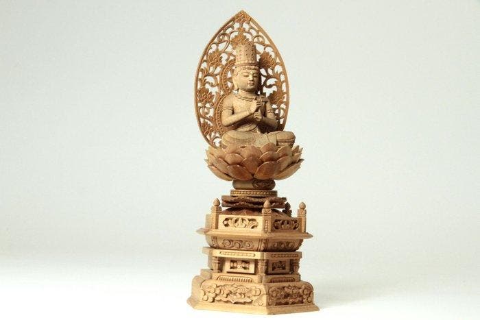 Dainichi Nyorai (Cosmic Buddha) Statue with Lotus Pedestal, Antiquités & Art, Antiquités | Autres Antiquités
