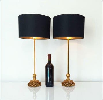 Lamp (2) - Hollywood Regency-stijl - Hars, Messing,, Maison & Meubles