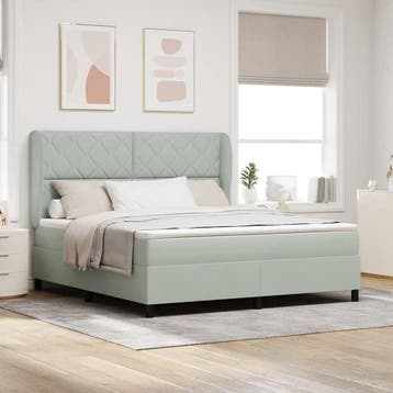 vidaXL Boxspring bed met hoofdeinde Lichtgrijs 200 x 180 cm, Verzenden, Nieuw
