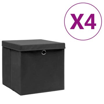 vidaXL Opbergboxen met deksel 4 st 28x28x28 cm zwart, Bricolage & Construction, Verzenden