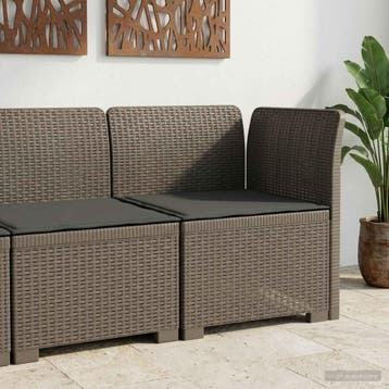 vidaXL Eén-zits Tuin Sofa met Kussen Rieten Look PP, Tuin en Terras, Verzenden, Nieuw