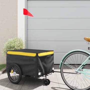 vidaXL Fietstrailer 30 kg ijzer zwart en geel, Verzenden, Nieuw