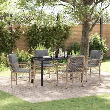 vidaXL Tuin Eettafel Set 5 st Beige poly rattan, Tuin en Terras, Verzenden, Nieuw