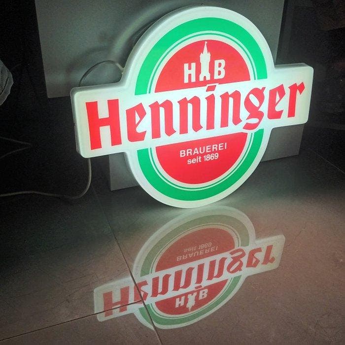 Serenari insegne luminose - enseigne néon Henninger -, Antiek en Kunst, Antiek | Wandborden en Tegels