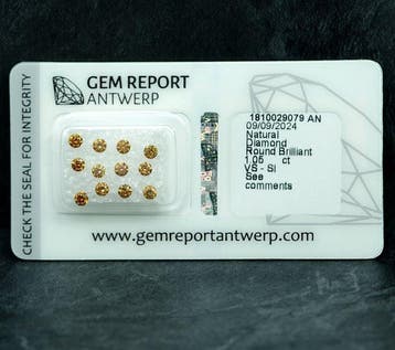12 pcs Diamant (Naturelle) - 1.05 ct - Rond - VS1, SI1 - Gem, Nieuw