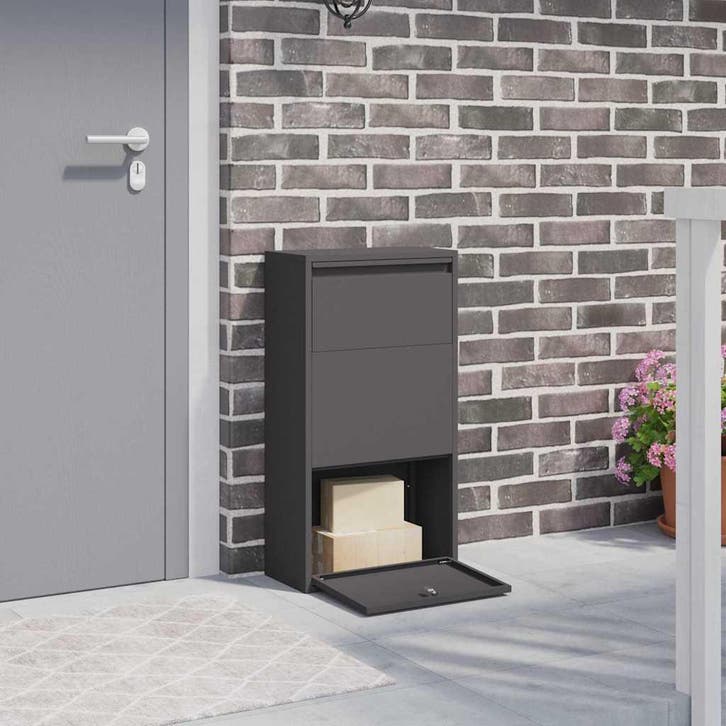 vidaXL Pakket Inwerpkoker met opslag Zwart 44 x 22 x 82 cm, Tuin en Terras, Brievenbussen, Nieuw, Verzenden