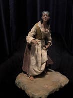 Beeldje - Pastore Napoletano - 41cm - Hout, Aardewerk, Zijde