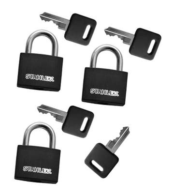 Set van 3 hangsloten (30 mm, zwart, met 4 sleutels), Verzenden, Nieuw