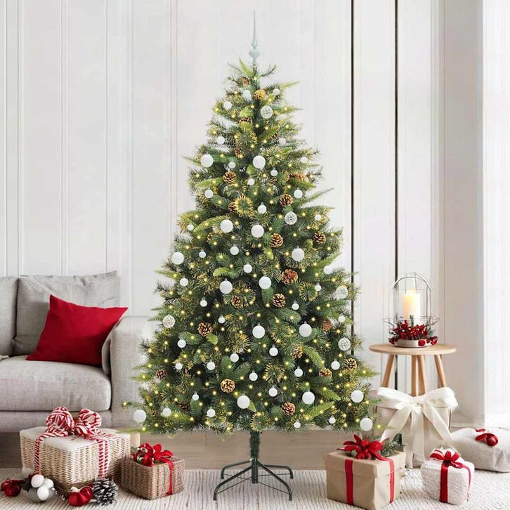 vidaXL Kunstmatige Scharnierende Kerstboom met Kegels Groen, Divers, Noël, Envoi