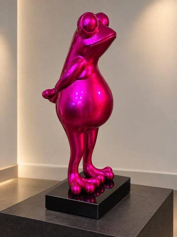 sculptuur, XL Design Sculpture “Frog” – Hand-Coloured Shiny
