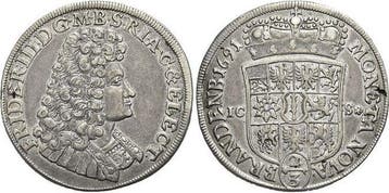 2/3 taler, daalder(gulden) 1691 Brandenburg-Preussen Prui..., Verzenden