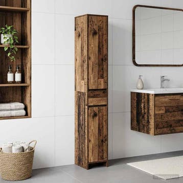 vidaXL Badkamerkast Oud hout 30 x 33 x 190 cm Bewerkt hout, Verzenden, Nieuw