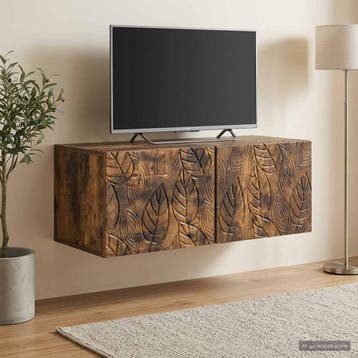 vidaXL Wandmontage TV-kast 98 x 31 cm Gerookt eiken Bewerkt, Huis en Inrichting, Verzenden, Nieuw