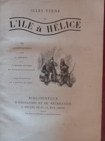 Jules Verne - Lîle à hélice [cartonnage au portrait collé -