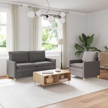 vidaXL bank / zetelstel 2 st Taupe Stof, Maison & Meubles, Verzenden