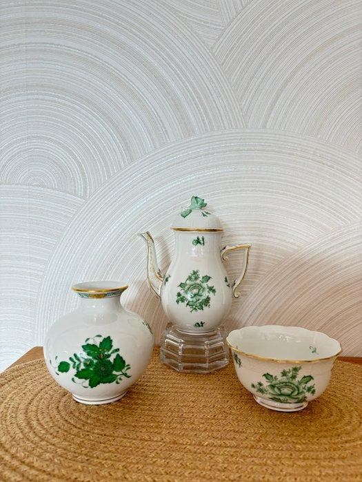 Herend - Koffiepot - Schaal - vaas - porselein met stempel -, Antiek en Kunst, Antiek | Glaswerk en Kristal
