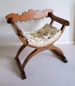 Stoel - Hout - Savonarola-stijl, vintage