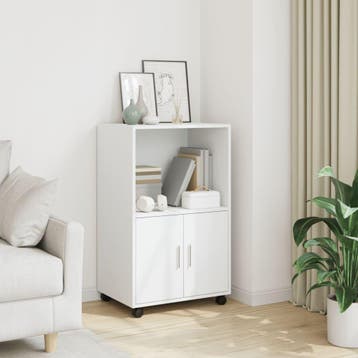 vidaXL Rolkast 55x40x91 cm bewerkt hout wit, Huis en Inrichting, Kasten | Dressoirs, Verzenden, Nieuw