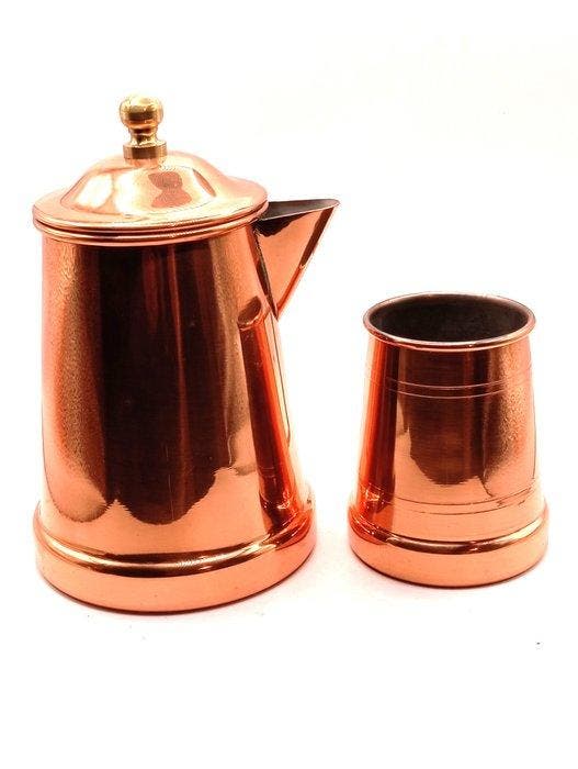 Mok - Koper - koffiezetapparaat ,mok, Antiquités & Art, Curiosités & Brocante