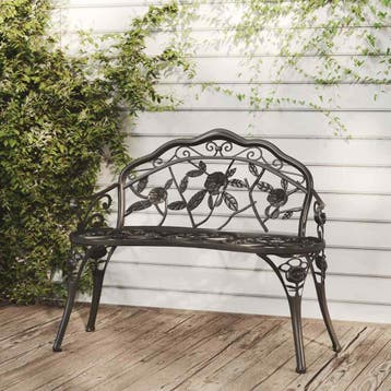 vidaXL Tuinbank 100 cm gietaluminium zwart, Jardin & Terrasse, Ensembles de jardin, Verzenden