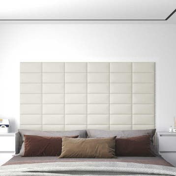 vidaXL Wand Hoofdbord 12 st Crèmekleurig Fluweel, Verzenden