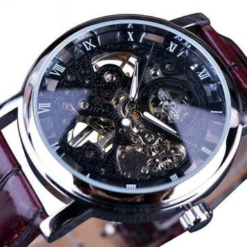 Gouden Kast Luxe Horloge voor Heren - Leren Bandje, Verzenden