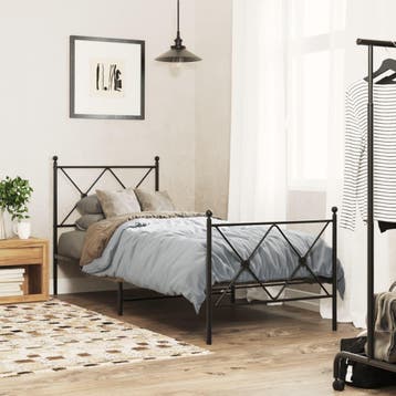 vidaXL Bedframe met hoofd- en voeteneinde metaal zwart, Verzenden, Nieuw