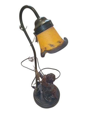 A. Moreau - Daprès Auguste Moreau - Lamp - Glas, Metaal -, Antiquités & Art