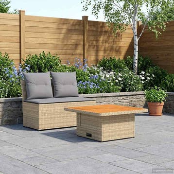 vidaXL 2 Stuk Tuin middelste sofa met opklaptafel poly, Verzenden, Nieuw