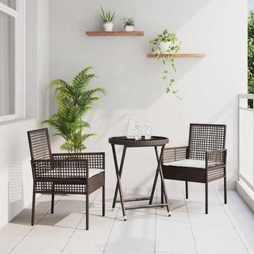 vidaXL Tuin Bistro Set 3 st Bruin poly rattan, Tuin en Terras, Verzenden, Nieuw