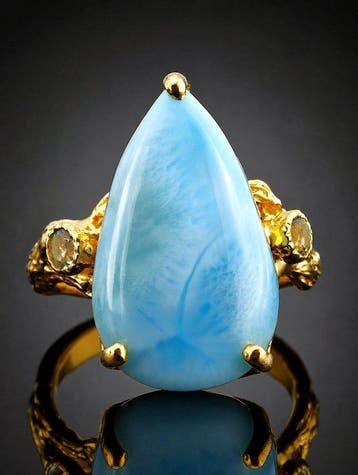 Bague en larimar avec pierre précieuse – Argent sterling 925