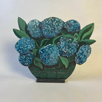 Decoratief ornament - Vintage Basket with Hydrangeas -