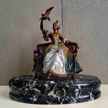 Beeld, Scultura in bronzo colorato a freddo, Dama con