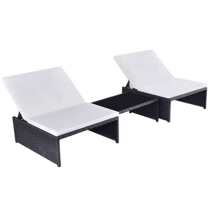 vidaXL Tuinstoelen 2 st verstelbaar met tafel poly rattan, Jardin & Terrasse, Chaises longues, Envoi