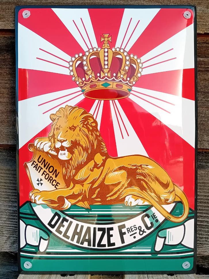 Emaille reclamebord Delhaize, Verzamelen, Merken en Reclamevoorwerpen, Verzenden