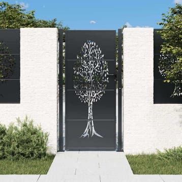vidaXL Poort 100x200 cm met boomontwerp staal, Verzenden, Nieuw