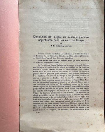 J. P. Doanides - Dissolution de largent de minerais - 1904