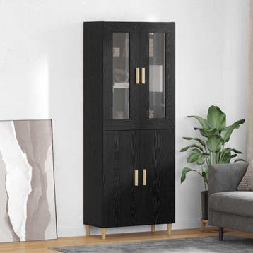 vidaXL Highboard Zwart Eiken 69,5 x 34 x 180 cm, Verzenden