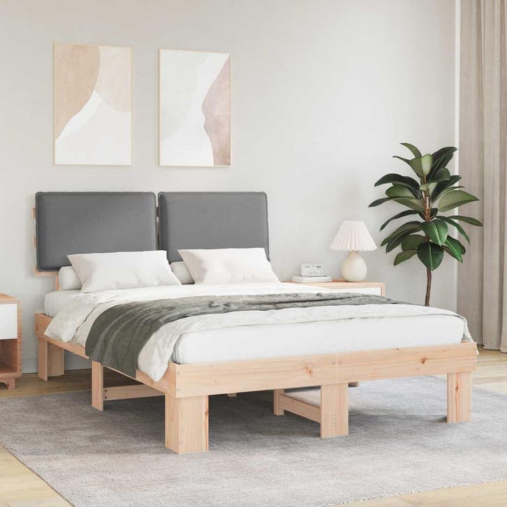 vidaXL Bedframe met Gevoerde Hoofdbord Lichtgrijs 160 x 200, Maison & Meubles, Chambre à coucher | Lits, Envoi