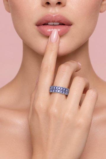 Zonder minimumprijs - Ring 925 zilver witverguld - tansaniet