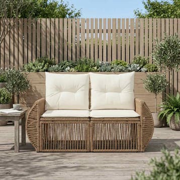 vidaXL Tuin Sofa 2-Aantal zitplaatsen Beige poly rattan, Verzenden, Nieuw