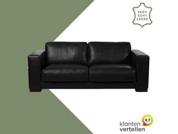 Leren bank Clear - 2,5 zits - Granada Black (zwart) - Poten, Ophalen of Verzenden
