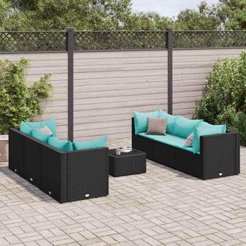 vidaXL 7-delige Loungeset met kussens poly rattan zwart, Verzenden, Nieuw, Loungeset