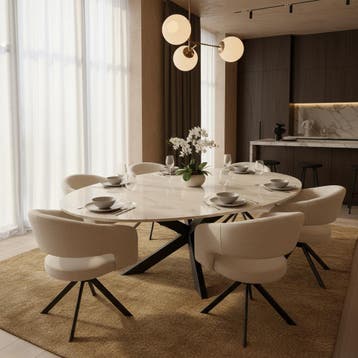 Crema Marfil Eetkamertafel  Marmer  160x90, Nieuw