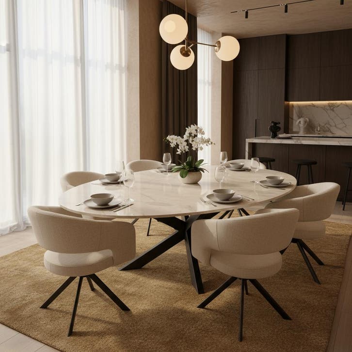 Crema Marfil Eetkamertafel  Marmer  160x90, Huis en Inrichting, Tafels | Eettafels