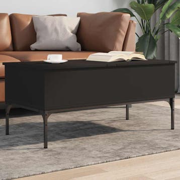 vidaXL Salontafel 100x50x45 cm bewerkt hout en metaal zwart, Verzenden