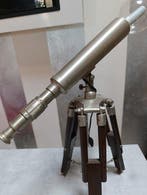 Bureaulamp - Staal, Hout - scheepskijker, Antiek en Kunst