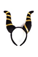 Haarband Hoorns Zwart Goud Strepen Duivel Diadeem Streepjes, Ophalen of Verzenden